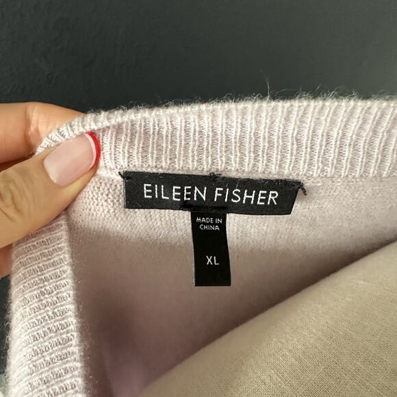 Eileen Fisher Cashmere Lilac Lavender Sweater Pullover Soft Cozy - Picture 11 of 13